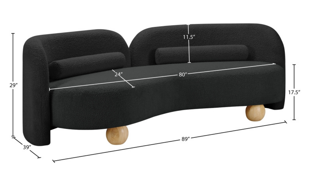 Meridian Furniture Daphne Boucle Fabric Upholstered Sofa