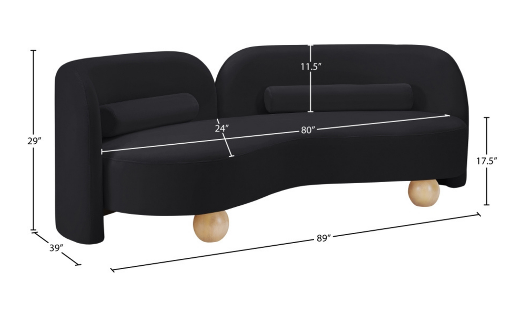 Meridian Furniture Daphne Velvet Fabric Upholstered Sofa