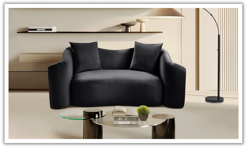 Meridian Furniture Destin Velvet Upholstered Loveseat Sofa-Jennifer Furniture