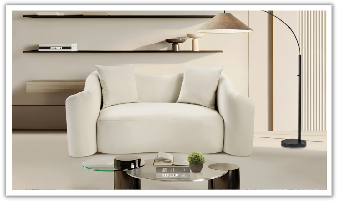 Meridian Furniture Destin Velvet Upholstered Loveseat Sofa-Jennifer Furniture