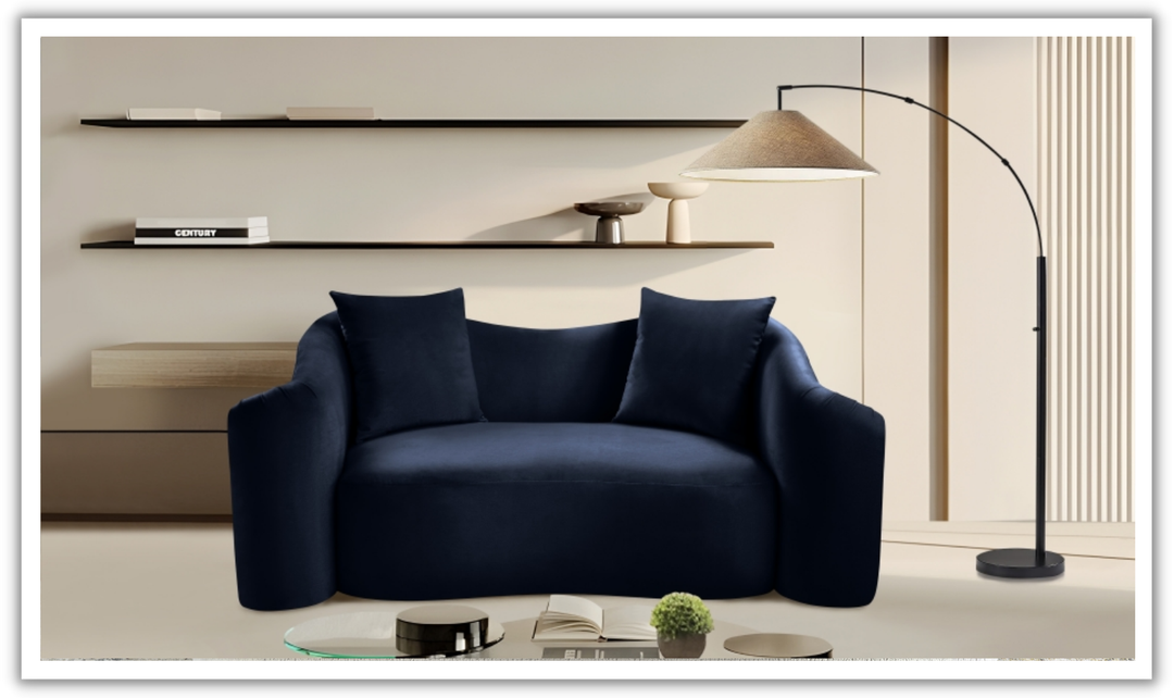 Meridian Furniture Destin Velvet Upholstered Loveseat Sofa-Jennifer Furniture