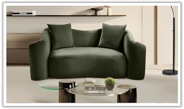 Meridian Furniture Destin Velvet Upholstered Loveseat Sofa-Jennifer Furniture