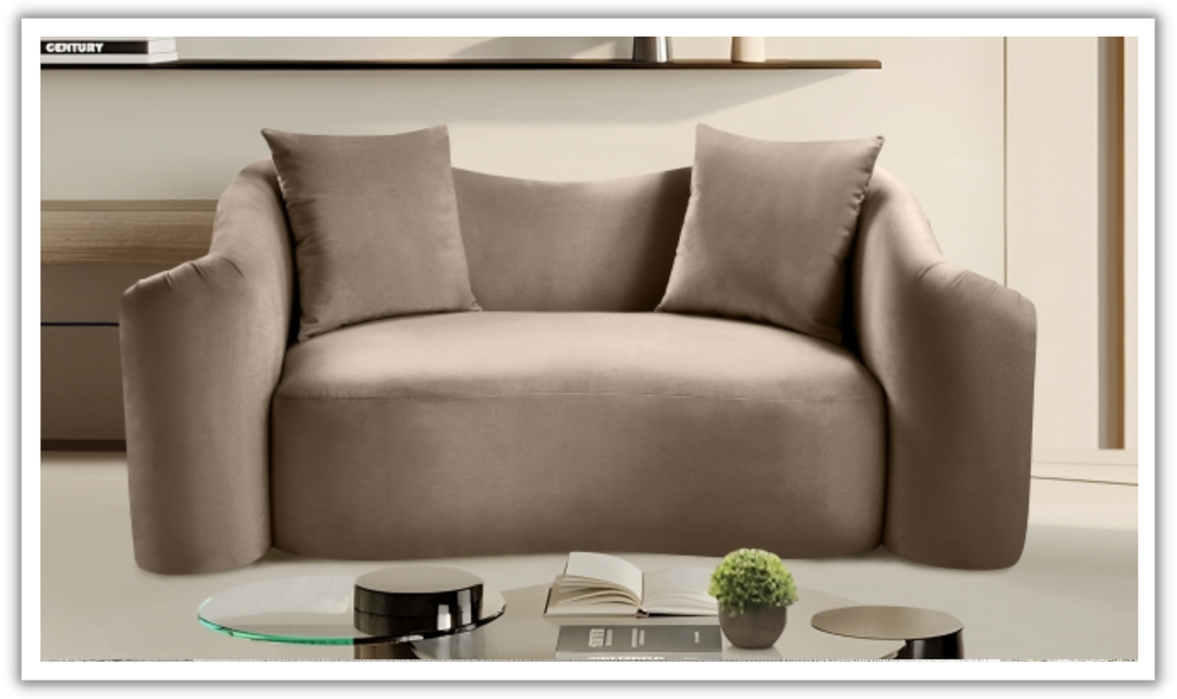 Meridian Furniture Destin Velvet Upholstered Loveseat Sofa-Jennifer Furniture
