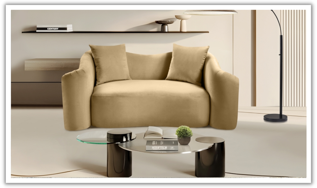 Meridian Furniture Destin Velvet Upholstered Loveseat Sofa-Jennifer Furniture
