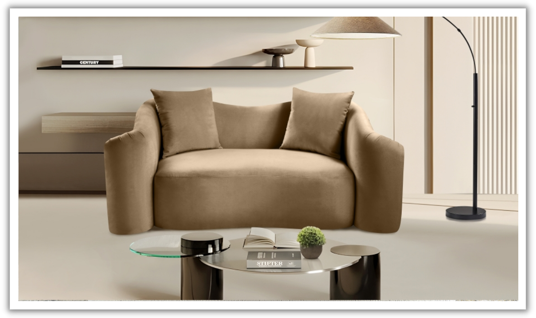 Meridian Furniture Destin Velvet Upholstered Loveseat Sofa-Jennifer Furniture