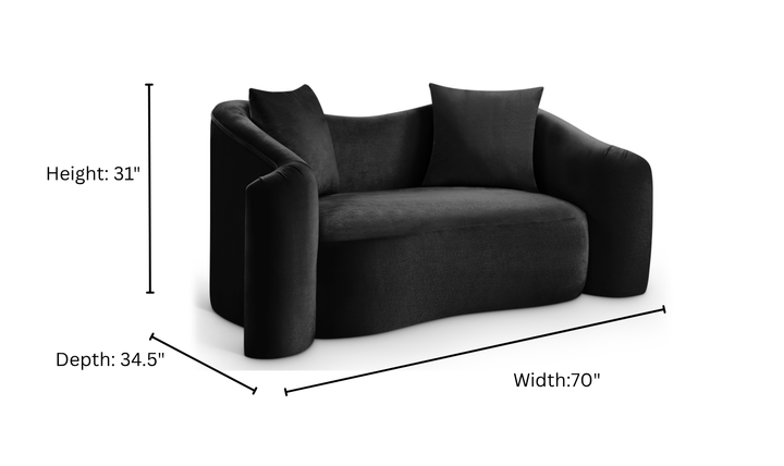 Meridian Furniture Destin Velvet Upholstered Loveseat Sofa-Jennifer Furniture