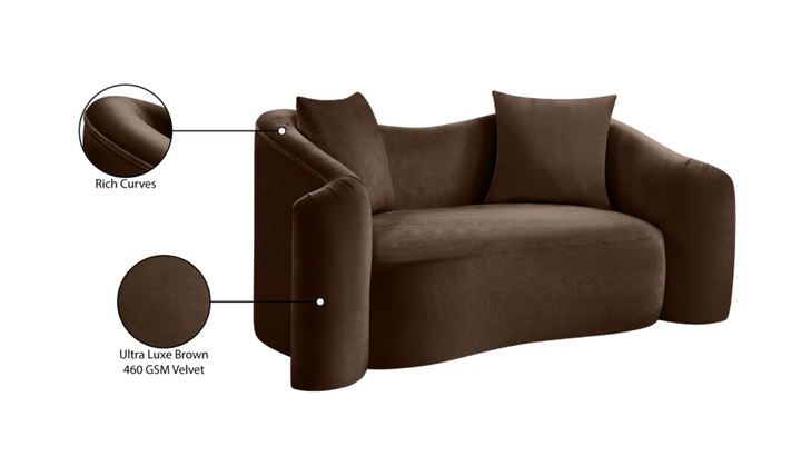 Meridian Furniture Destin Velvet Upholstered Loveseat Sofa-Jennifer Furniture