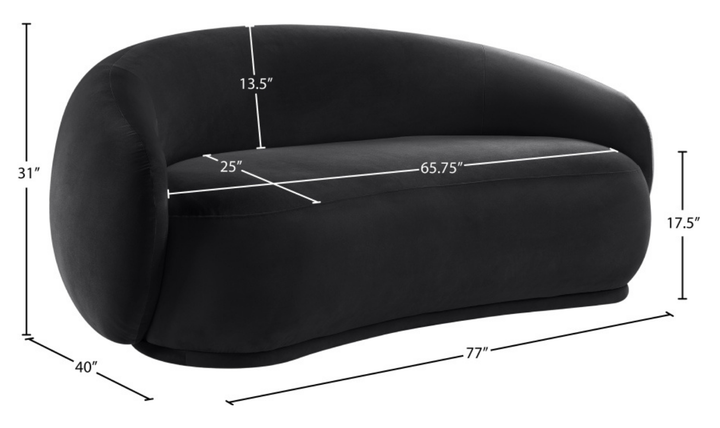 Meridian Furniture Emery Velvet Fabric Upholstered Loveseat