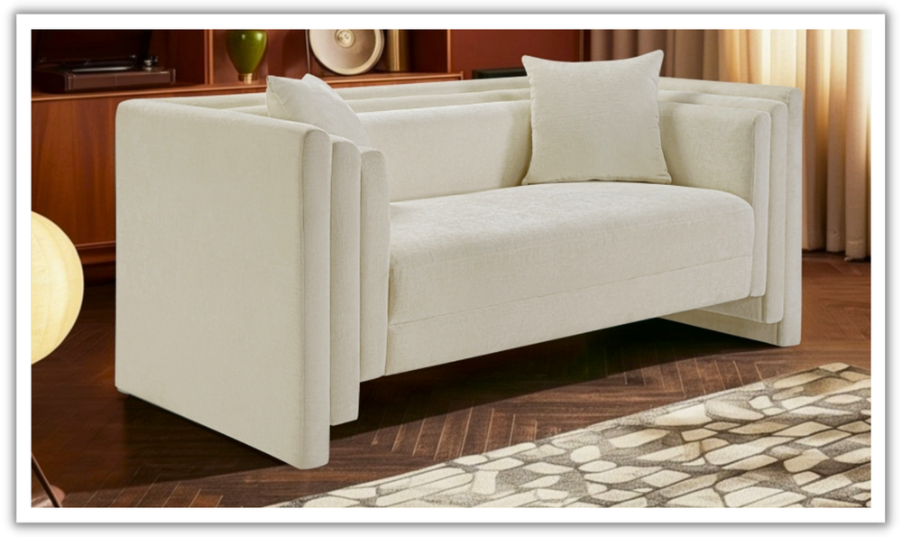 Meridian Furniture Everett Chenille Fabric Upholstered Loveseat Sofa-Jennifer Furniture