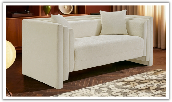 Meridian Furniture Everett Chenille Fabric Upholstered Loveseat Sofa-Jennifer Furniture