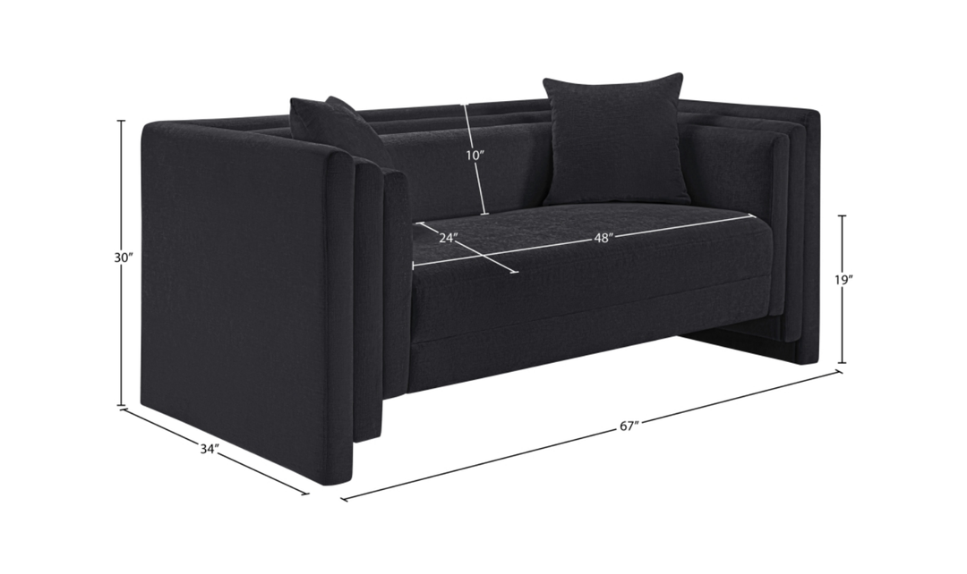 Meridian Furniture Everett Chenille Fabric Upholstered Loveseat Sofa