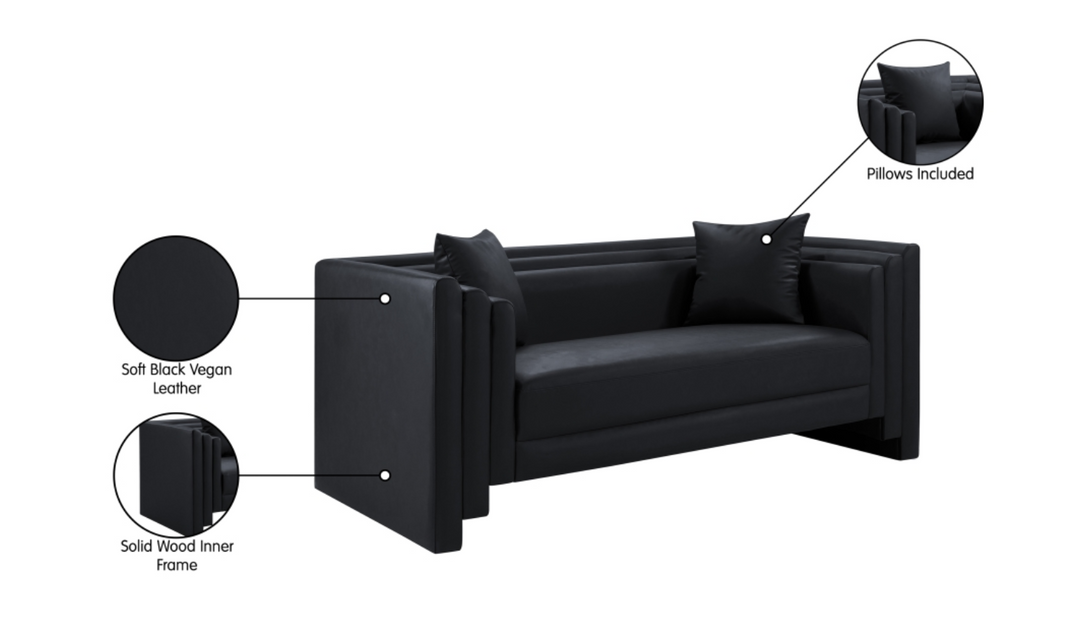Meridian Furniture Everett Vegan Leather Upholstered Loveseat Sofa-Jennifer Furniture