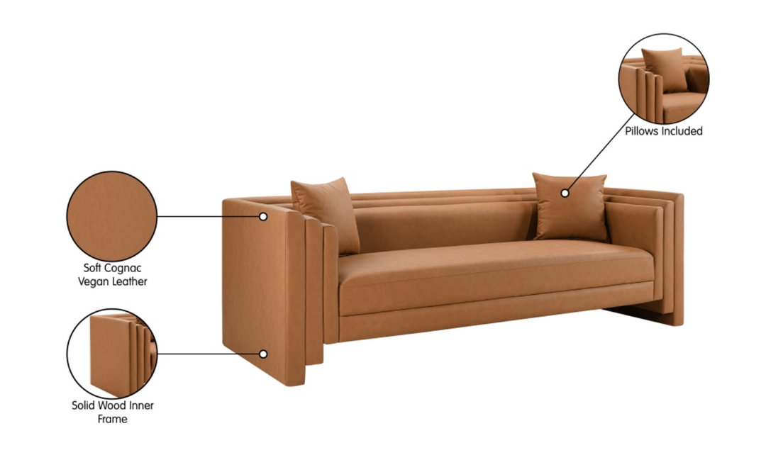 Meridian Furniture Everett Vegan Leather Upholstered Sofa