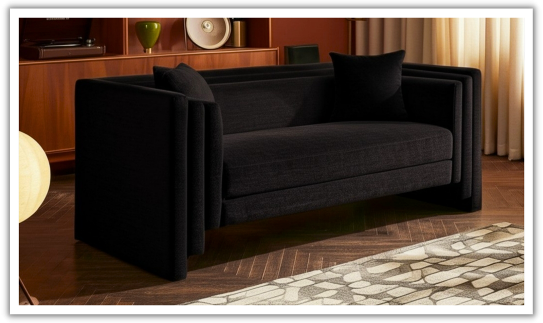 Meridian Furniture Everett Chenille Fabric Upholstered Loveseat Sofa-Jennifer Furniture