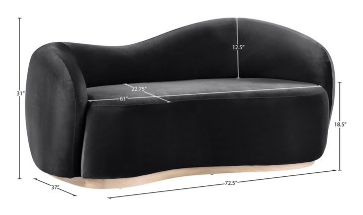 Meridian Furniture Gustavo 2-Seater Velvet Fabric Upholstered Loveseat-jennifer furniture