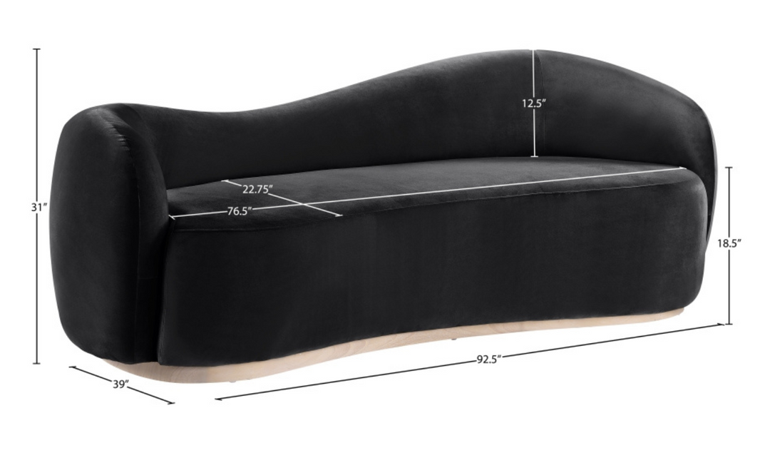 Meridian Furniture Gustavo 3-Seater Velvet Fabric Upholstered Sofa