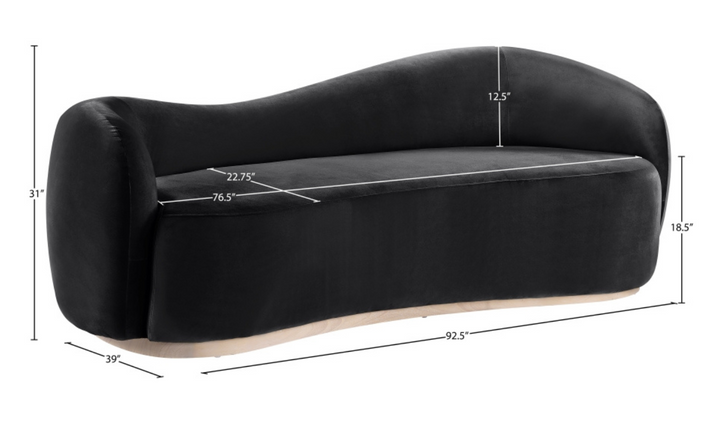 Meridian Furniture Gustavo 3-Seater Velvet Fabric Upholstered Sofa
