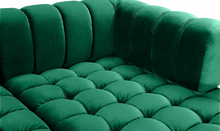 Meridian Furniture Gwen Velvet Upholstered 3pc. Sectional Sofa With Gold and Chrome Leg
