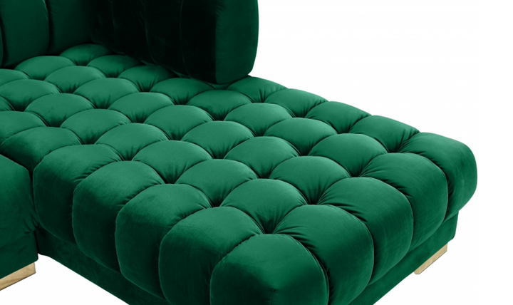 Meridian Furniture Gwen Velvet Upholstered 3pc. Sectional Sofa With Gold and Chrome Leg