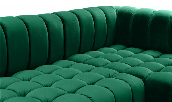 Meridian Furniture Gwen Velvet Upholstered 3pc. Sectional Sofa With Gold and Chrome Leg