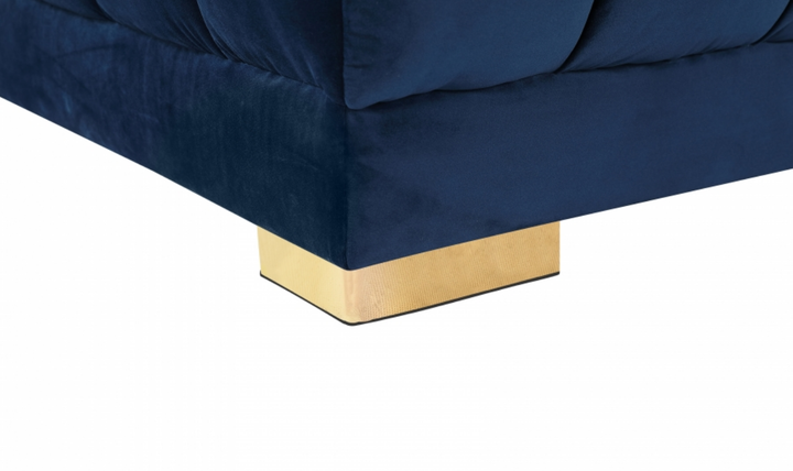 Meridian Furniture Gwen Velvet Upholstered 3pc. Sectional Sofa With Gold and Chrome Leg