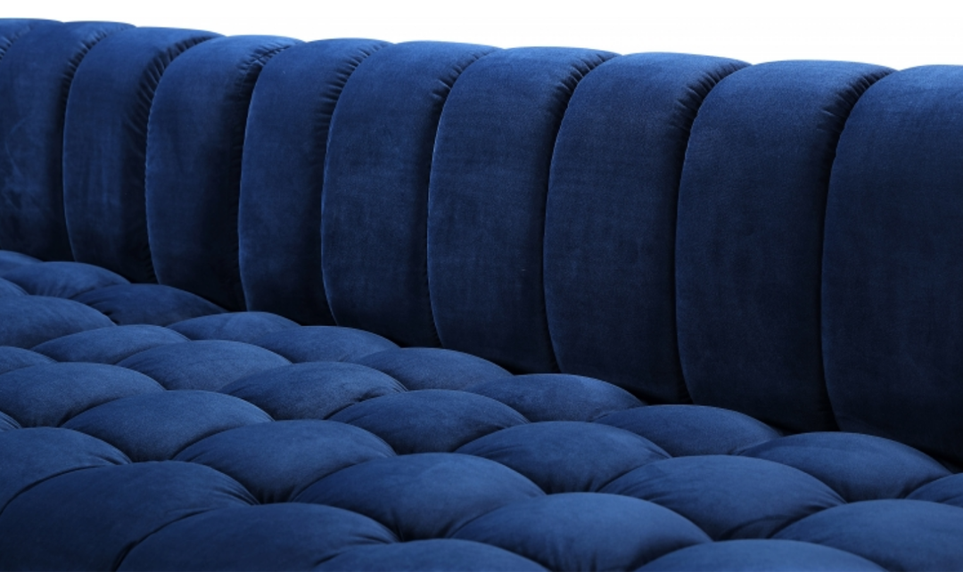 Meridian Furniture Gwen Velvet Upholstered 3pc. Sectional Sofa With Gold and Chrome Leg