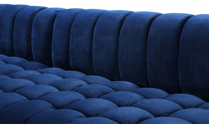 Meridian Furniture Gwen Velvet Upholstered 3pc. Sectional Sofa With Gold and Chrome Leg