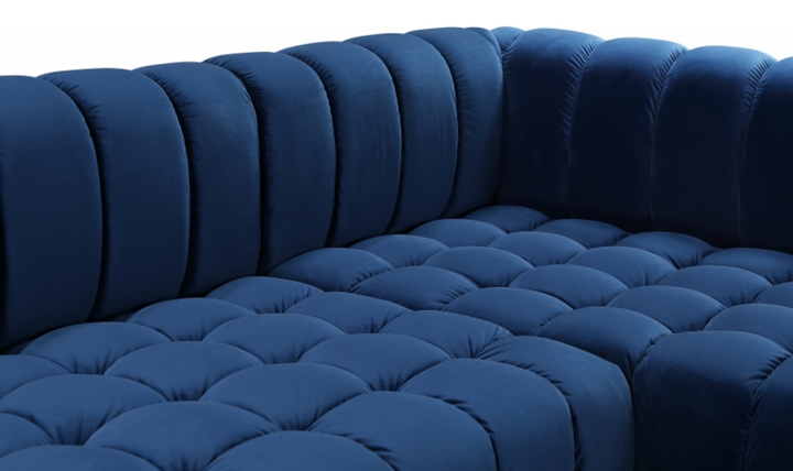 Meridian Furniture Gwen Velvet Upholstered 3pc. Sectional Sofa With Gold and Chrome Leg