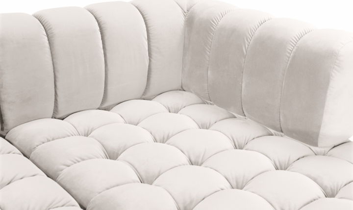 Meridian Furniture Gwen Velvet Upholstered 3pc. Sectional Sofa With Gold and Chrome Leg