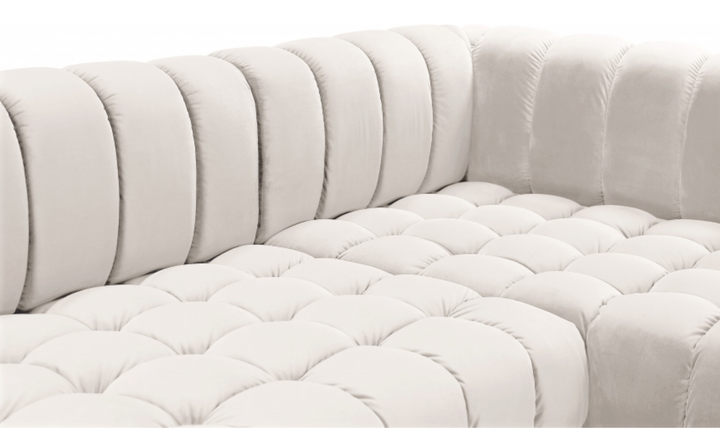 Meridian Furniture Gwen Velvet Upholstered 3pc. Sectional Sofa With Gold and Chrome Leg