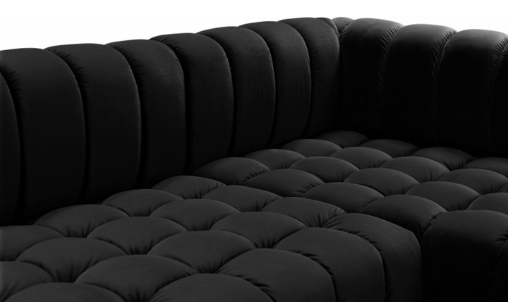 Meridian Furniture Gwen Velvet Upholstered 3pc. Sectional Sofa With Gold and Chrome Leg