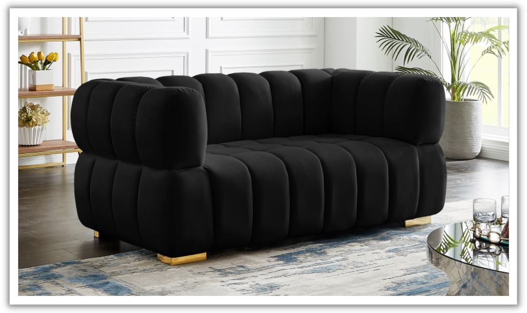 Meridian Furniture  Gwen Velvet Upholstered Loveseat Sofa-Jennifer Furniture