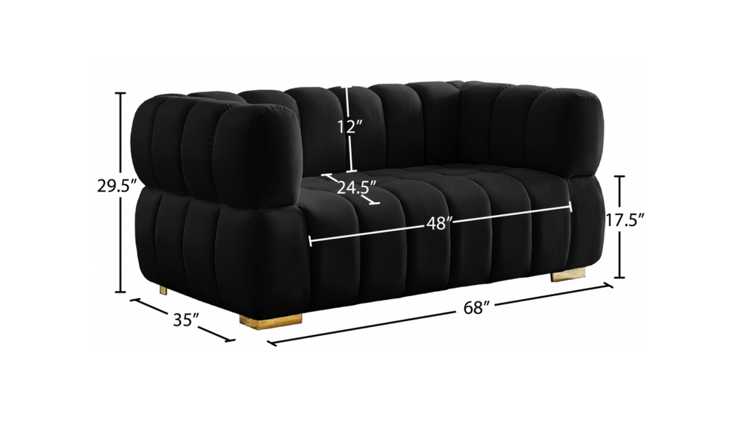 Meridian Furniture  Gwen Velvet Upholstered Loveseat Sofa