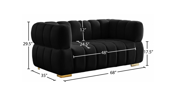 Meridian Furniture  Gwen Velvet Upholstered Loveseat Sofa