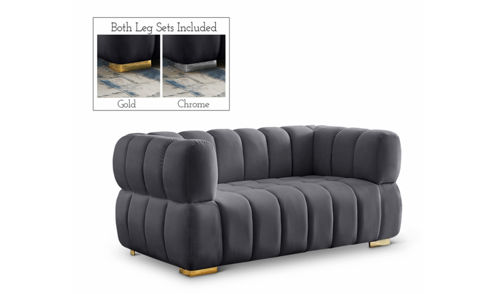 Meridian Furniture  Gwen Velvet Upholstered Loveseat Sofa