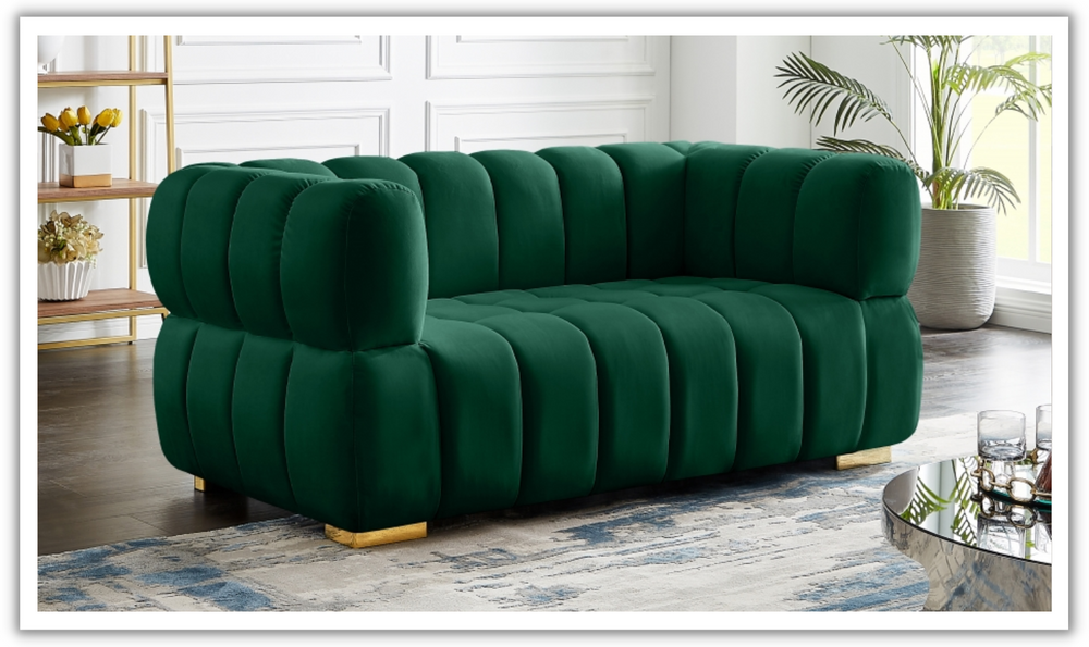 Meridian Furniture  Gwen Velvet Upholstered Loveseat Sofa-Jennifer Furniture
