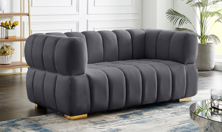 Meridian Furniture  Gwen Velvet Upholstered Loveseat Sofa