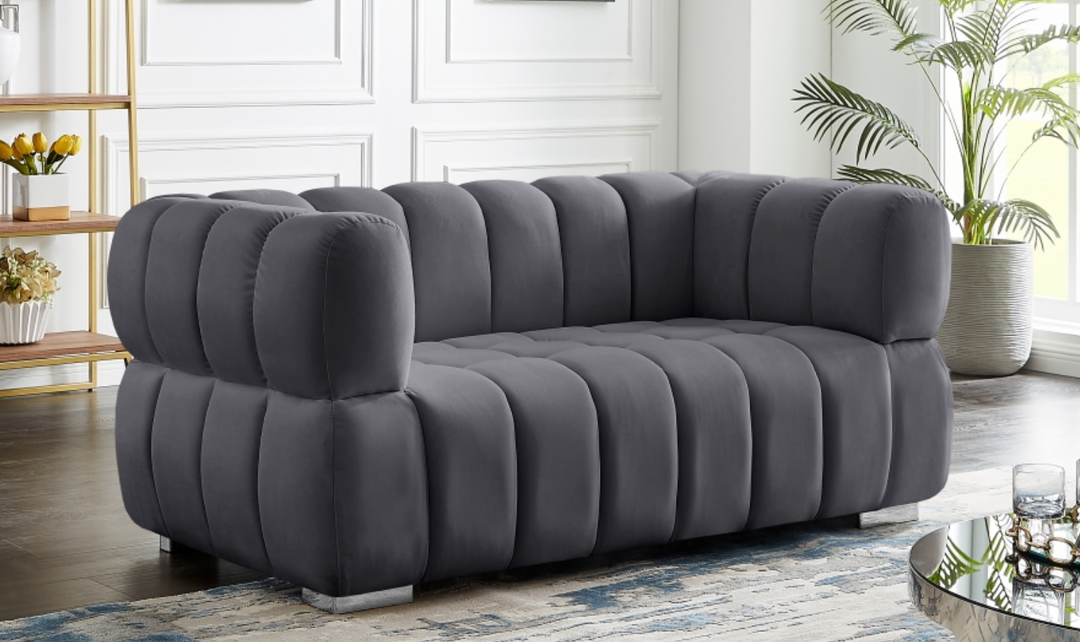 Meridian Furniture  Gwen Velvet Upholstered Loveseat Sofa