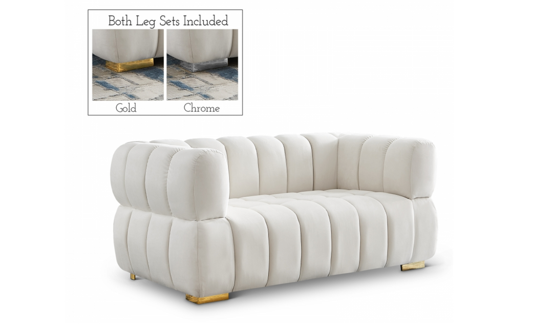 Meridian Furniture  Gwen Velvet Upholstered Loveseat Sofa
