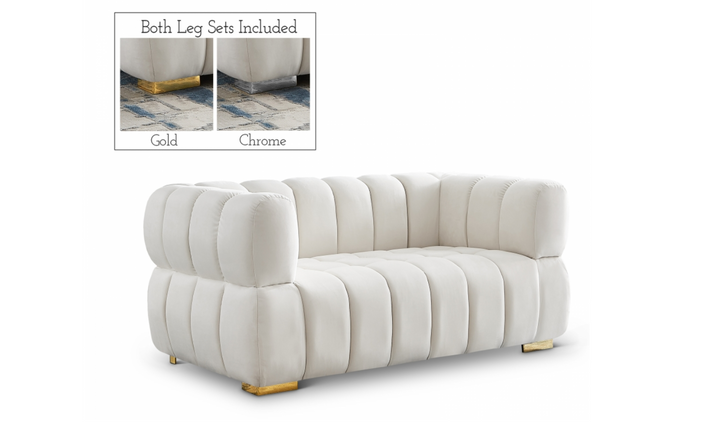 Meridian Furniture  Gwen Velvet Upholstered Loveseat Sofa