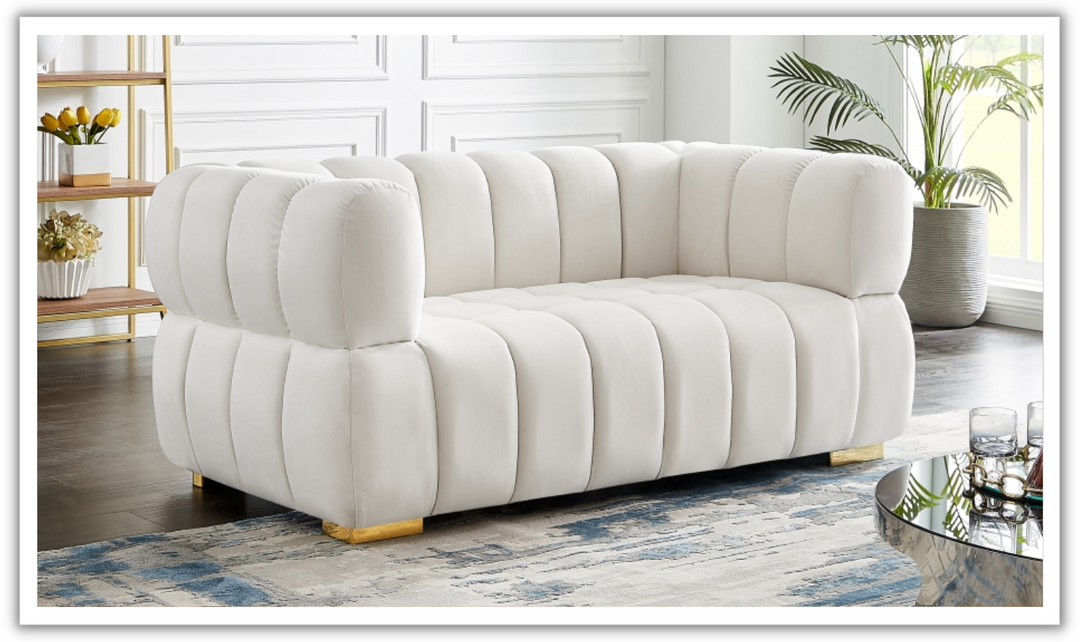 Meridian Furniture  Gwen Velvet Upholstered Loveseat Sofa-Jennifer Furniture