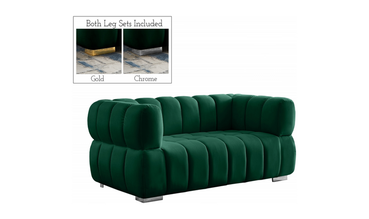 Meridian Furniture  Gwen Velvet Upholstered Loveseat Sofa-Jennifer Furniture