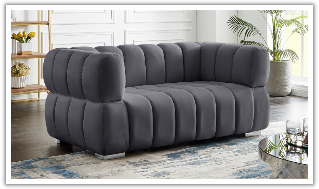 Meridian Furniture  Gwen Velvet Upholstered Loveseat Sofa-Jennifer Furniture