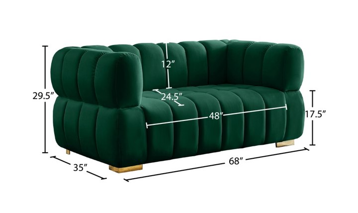 Meridian Furniture  Gwen Velvet Upholstered Loveseat Sofa-Jennifer Furniture