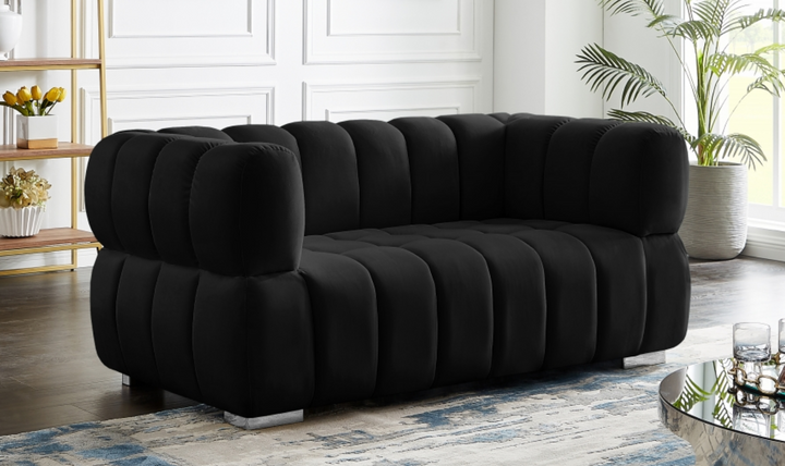 Meridian Furniture  Gwen Velvet Upholstered Loveseat Sofa