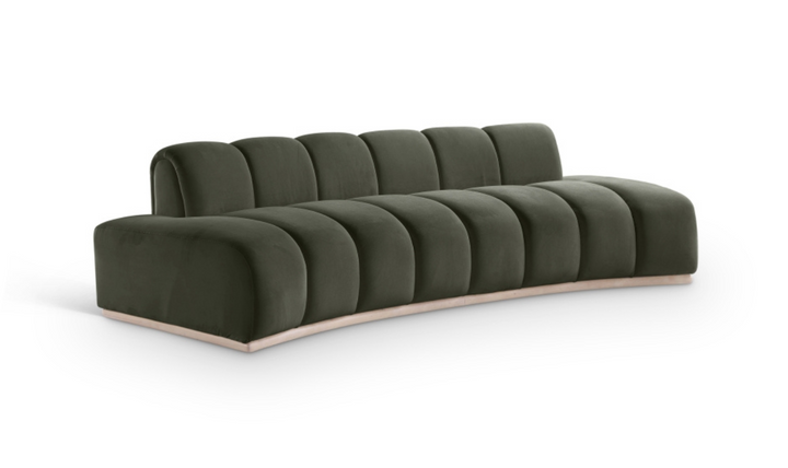 Meridian Furniture Jace 3-Seater Tufted Velvet Fabric Upholstered Sofa