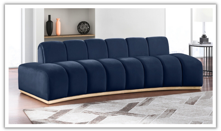 Meridian Furniture Jace 3-Seater Velvet Fabric Upholstered Sofa-jennifer furniture