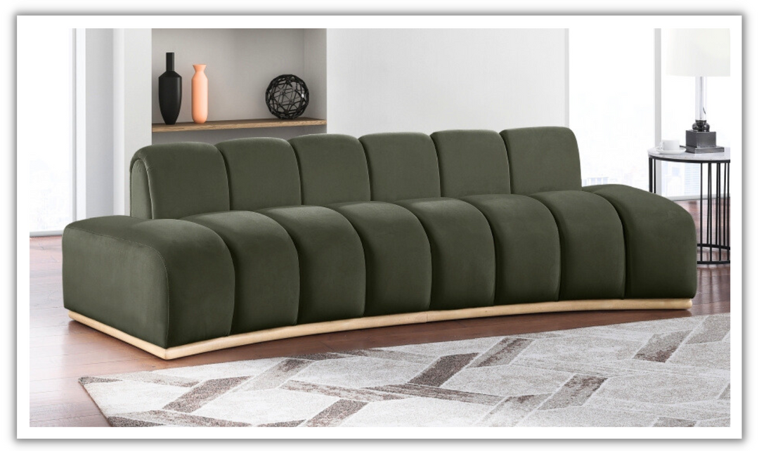 Meridian Furniture Jace 3-Seater Velvet Fabric Upholstered Sofa-jennifer furniture