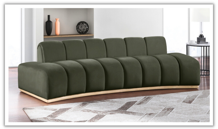 Meridian Furniture Jace 3-Seater Velvet Fabric Upholstered Sofa-jennifer furniture