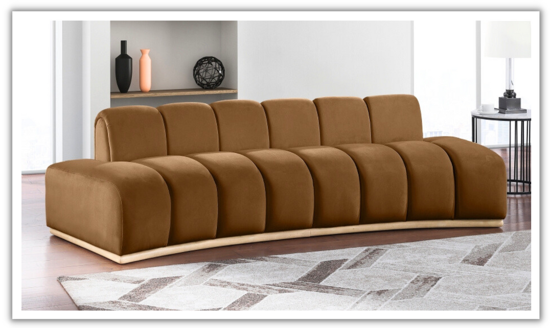 Meridian Furniture Jace 3-Seater Velvet Fabric Upholstered Sofa-jennifer furniture